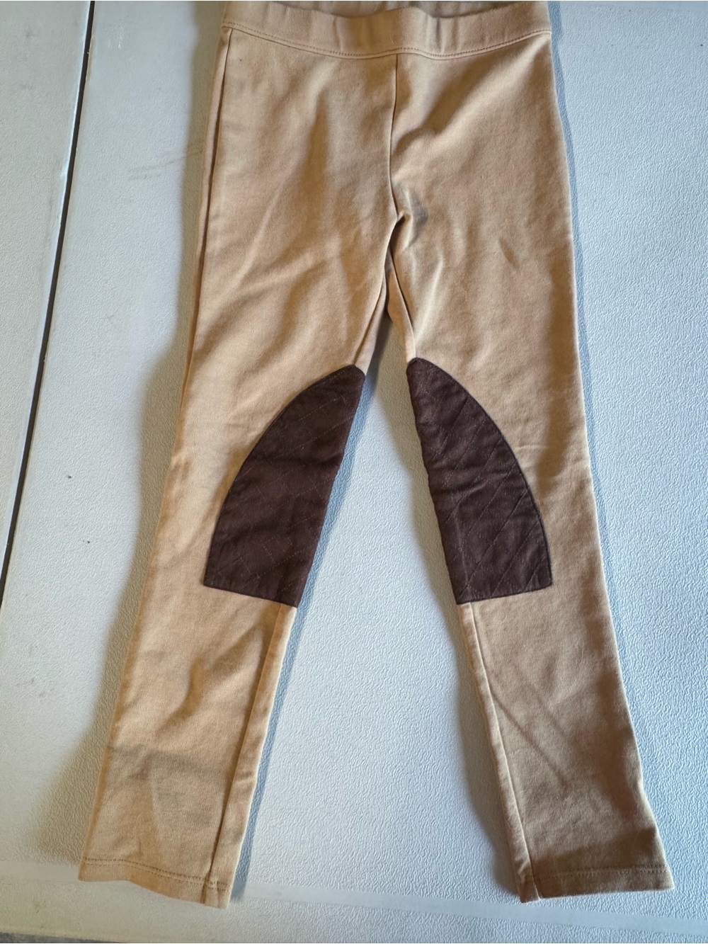 Janie and Kids Tan Leggings with Brown Inner Knee Patch - Equestrian Inspired
